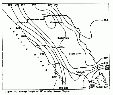 Average Length of 32 degree Growing Season (Days), Figure 11