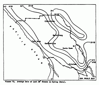 Average Date of Last 28 degree Freeze in Spring (Date), Figure 12