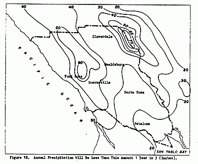 Annual Precipitation Will Be Less Than This Amount 1 year in 3 (inches), Figure 18