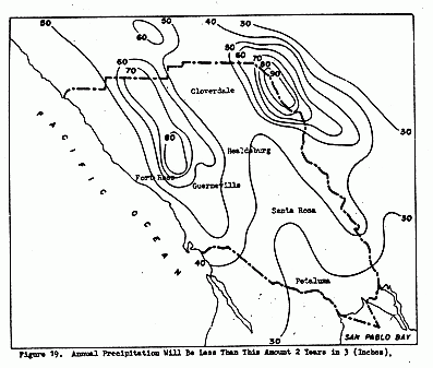 Annual Precipitation Will Be Less Than This Amount 2 Years in 3 (Inches), Figure 19