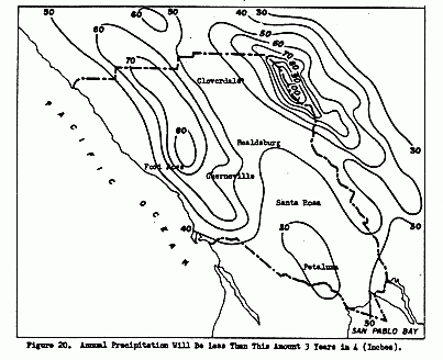 Annual Precipitation Will Be Less Than This Amount 3 Years in 4 (Inches), Figure 20