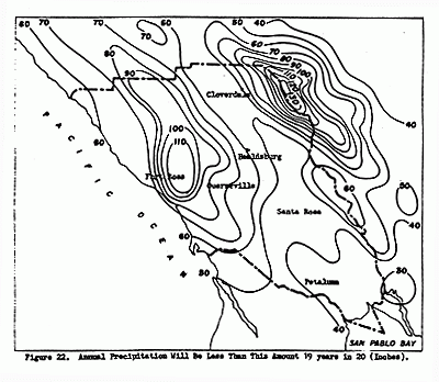 Annual Precipitation Will Be Less Than This Amount 19 Years in 20 (Inches), Figure 22