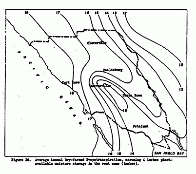 Average Annual Dry-Farmed Evapotranspiration, Assuming 4 Inches Plant-Available Moisture Storage in Root one (Inches), Figure 26