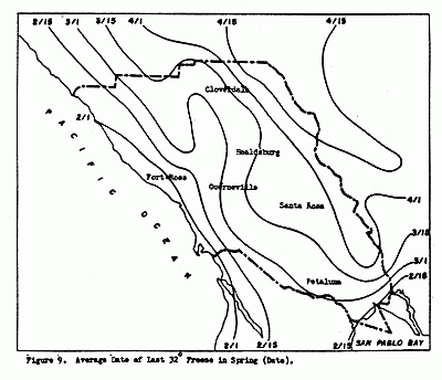 Average Date of last 32 degree Freeze in Spring (Date), Figure 9