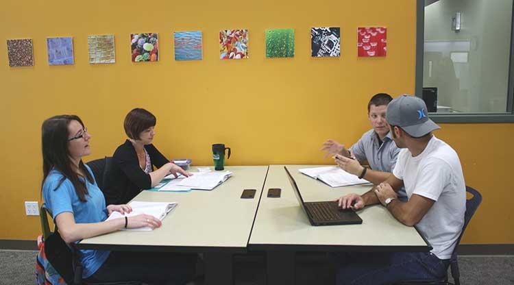 Students studying in the University Library